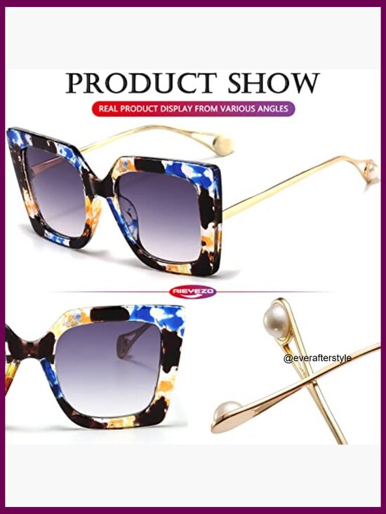 Oversized Square Sunglasses with UV400 Protection, Metal Frame main image 2